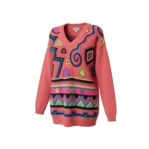 I.B. Diffusion Vintage 90s Colorful Funky Art to Wear Geometric Pattern Sweater